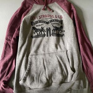 levi’s grey and maroon sweatshirt